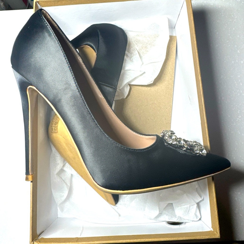Elisabet Tang Women's High Heels,4.72 Inch Satin Size 8 Rhinestone Stiletto Pump
